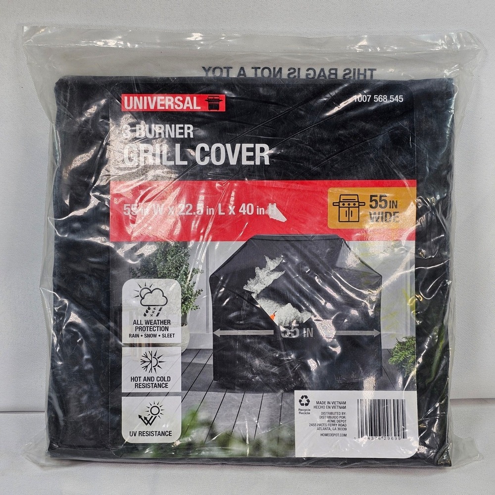 Universal 3 Burner Grill Cover Black All Weather UV Resistant 55in 1007568545